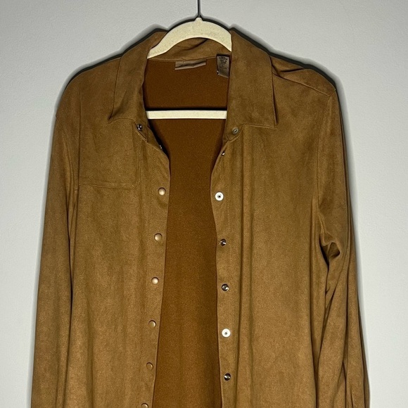 Y2K i.e. Relaxed Western Faux Suede Lightweight Button Down Large - Picture 2 of 5